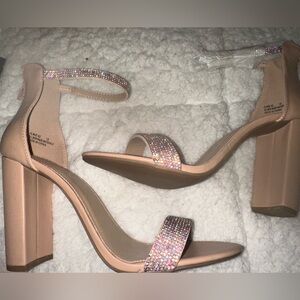 Nude Rhinestone Heels